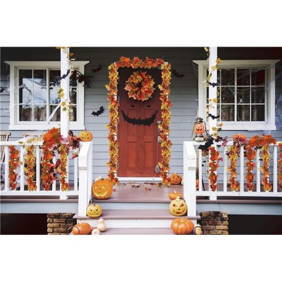 2 Pack Fall Maple Garland - 5.8 FT/Pcs Autumn Hanging Fall Leave Vines for Home - Picture 4 of 7